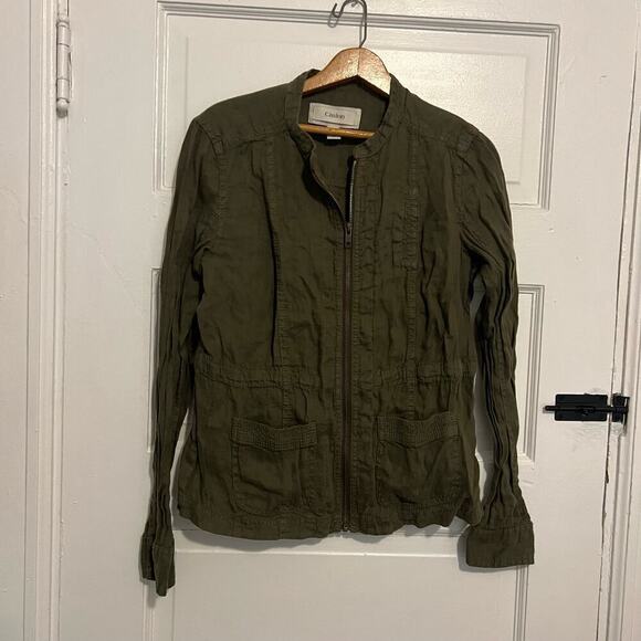 Caslon dark green linen utility zip up jacket XS - Picture 2 of 9